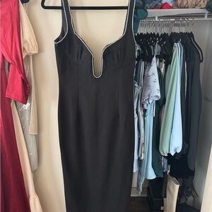 Elegant Black Dress with Pearl Detailing